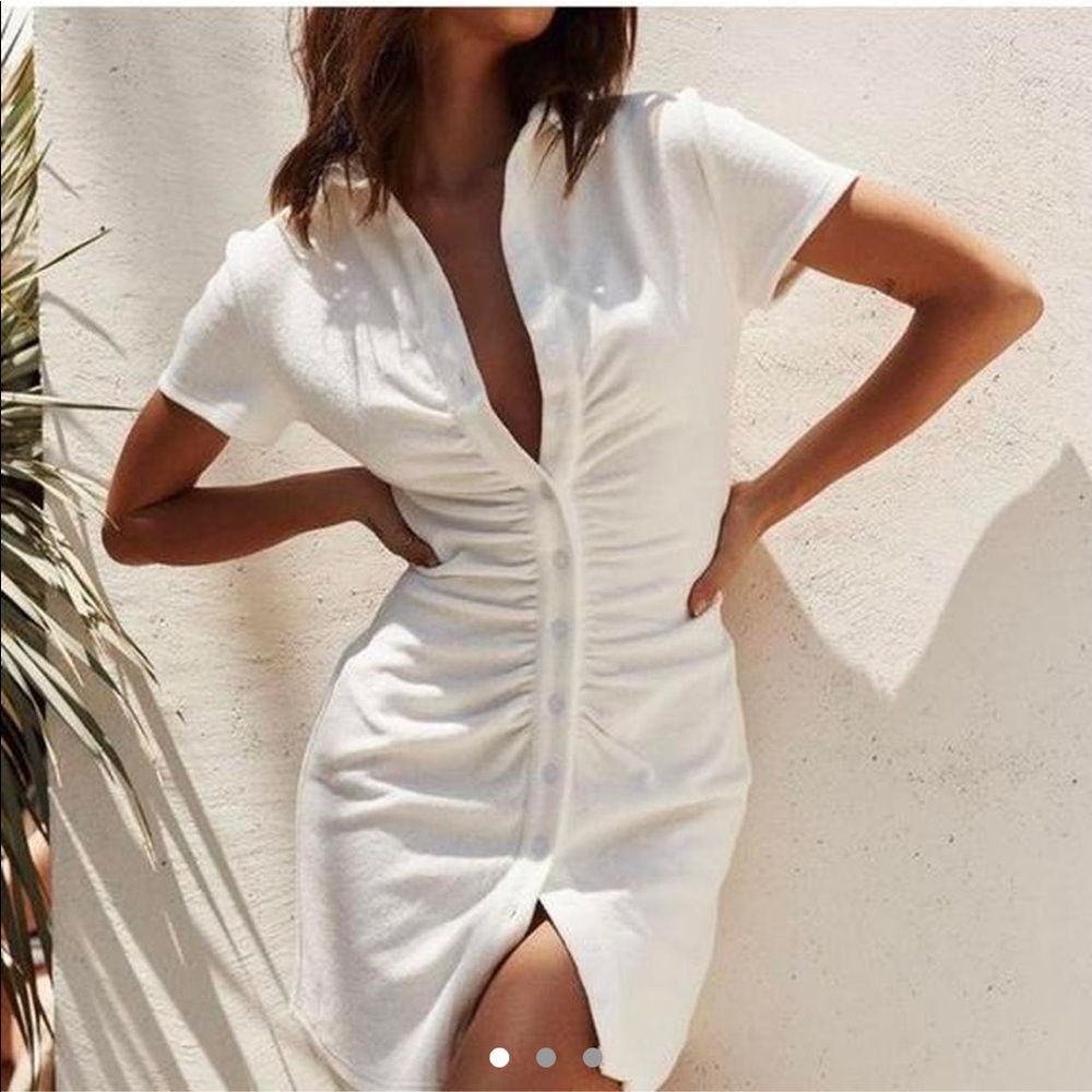 Animation Ruched Front Terry Cloth Dress